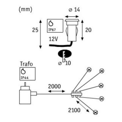 Paulmann 98891 - SET 5X LED/0,16W IP67 Infälld utomhusbelysning MICRO 230V