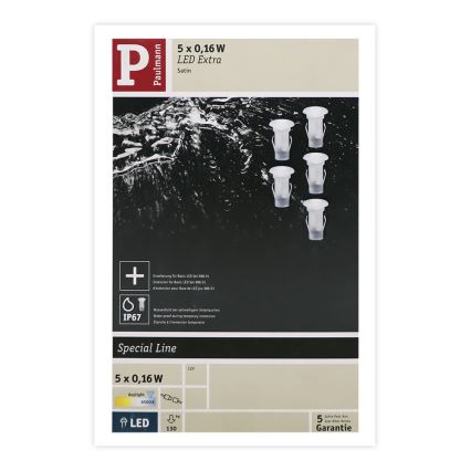 Paulmann 98892 - Förlängning SET 5X LED/0,16W IP67 infälld belysning MICRO 12V