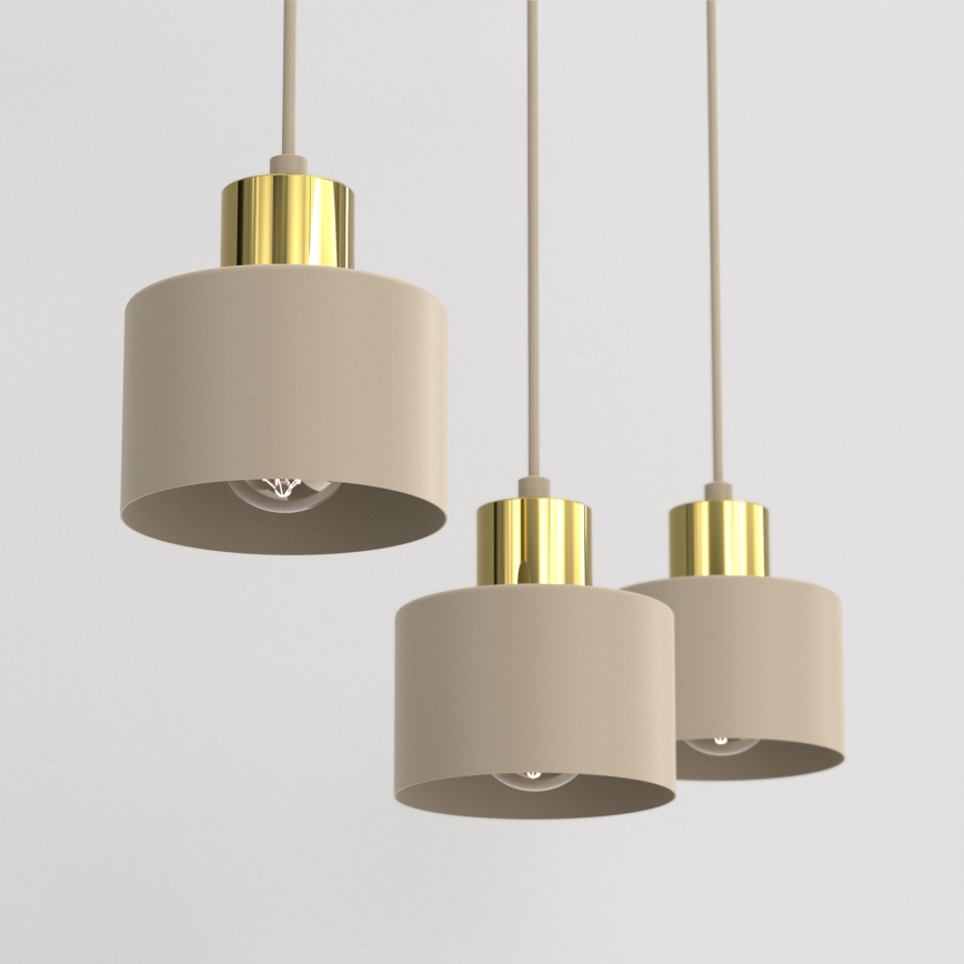 Pendel med kabel PARKLA 3xE27/15W/230V beige/guld