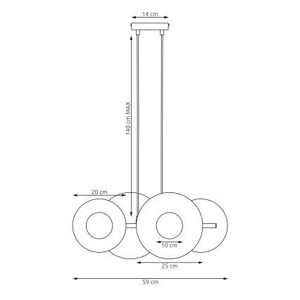 Pendel med sladd UMBRA 4xG9/8W/230V svart