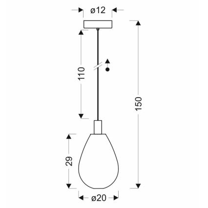 Pendel med vajer DENSO 1xG9/5W/230V Ø 20 cm koppar/svart