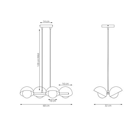 Pendel på kabel BOOM 4xG9/8W/230V, svart