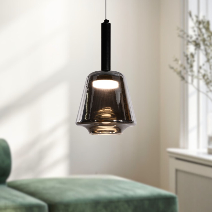 Pendel på kabel BUENO 1xGX53/9W/230V Ø 18 cm rökfärgad svart