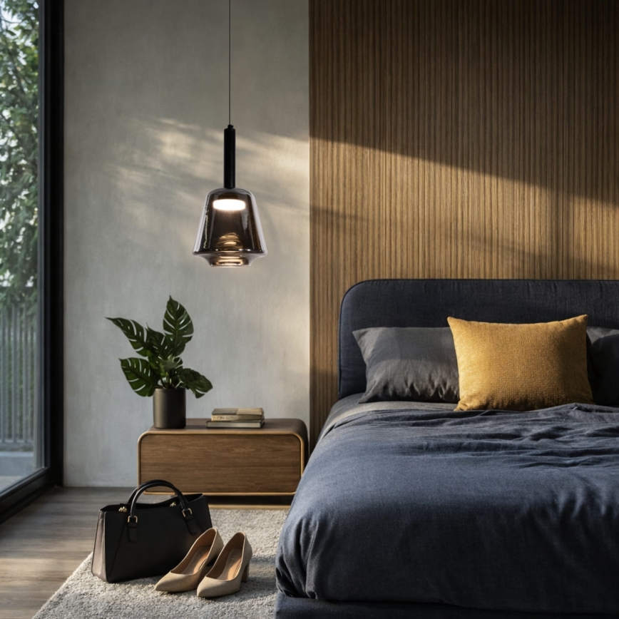 Pendel på kabel BUENO 1xGX53/9W/230V Ø 18 cm rökfärgad svart