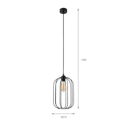 Pendel på sladd DESTELLO 1xE27/15W/230V Ø 21 cm svart