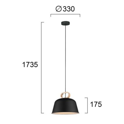 Pendel på vajer CLIP 1xE27/40W/230V svart/brun