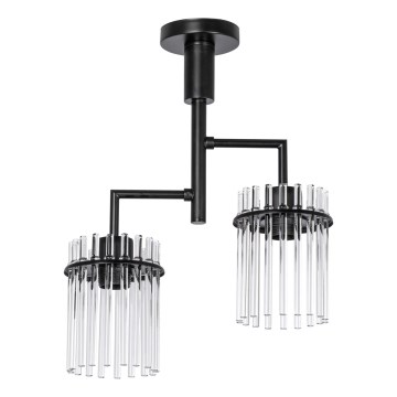 Pendelkrona 2xE27/60W/230V svart/genomskinlig