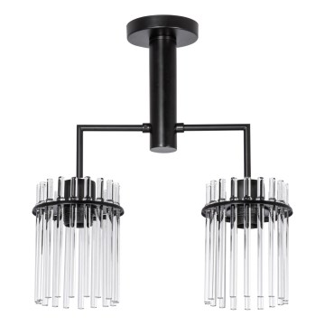 Pendelkrona 2xE27/60W/230V svart/genomskinlig