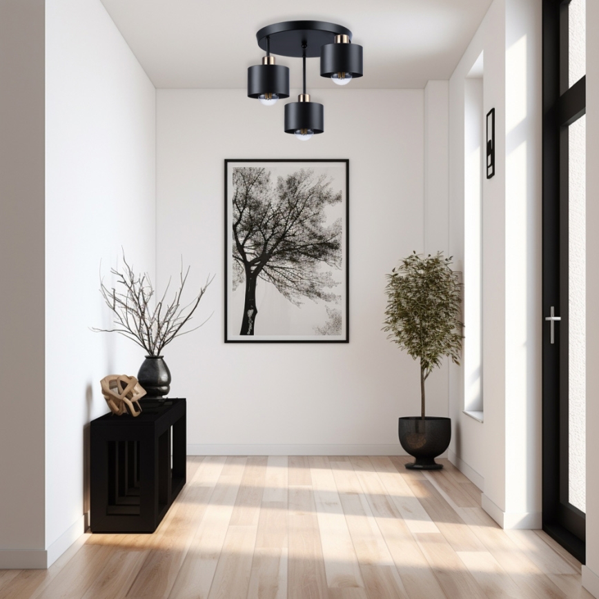 Pendelkrona 3xE27/35W/230V diameter 30 cm svart/guld