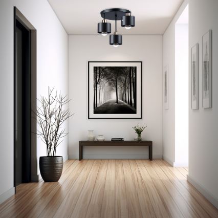 Pendelkrona 3xE27/35W/230V diameter 30 cm svart/guld