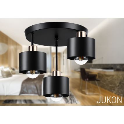 Pendelkrona 3xE27/35W/230V diameter 30 cm svart/guld