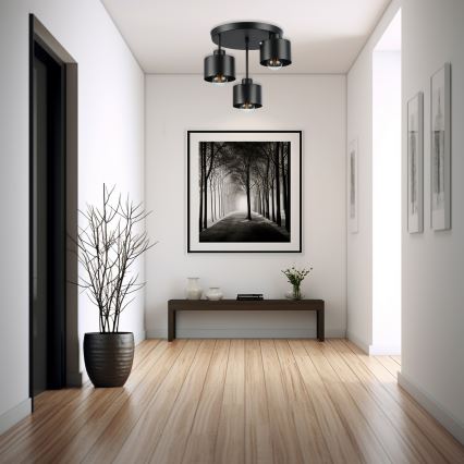 Pendelkrona 3xE27/35W/230V diameter 30 cm svart