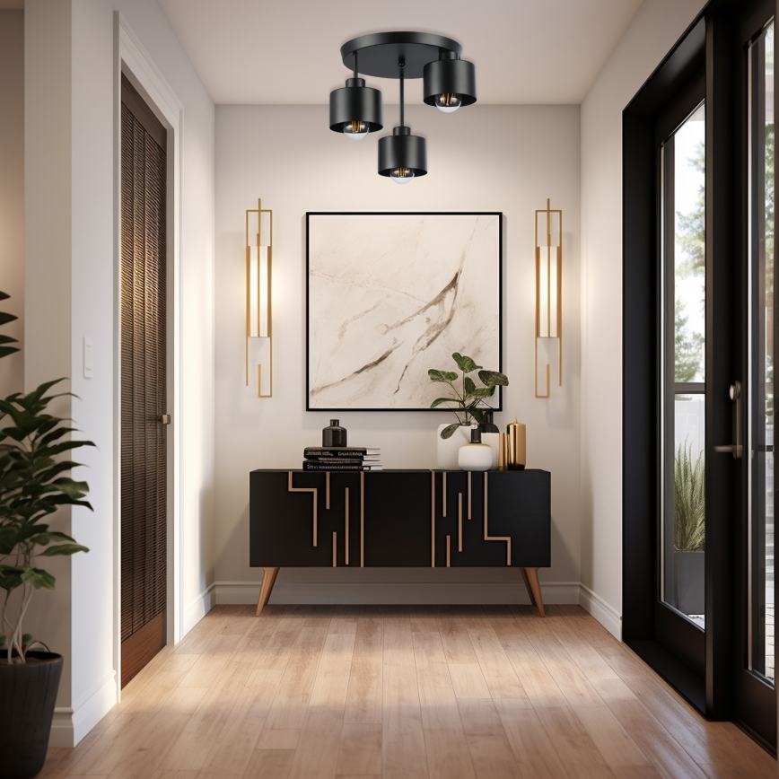 Pendelkrona 3xE27/35W/230V diameter 30 cm svart