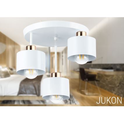 Pendelkrona 3xE27/35W/230V diameter 30 cm vit/guld