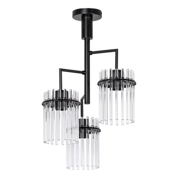 Pendelkrona 3xE27/60W/230V svart/genomskinlig