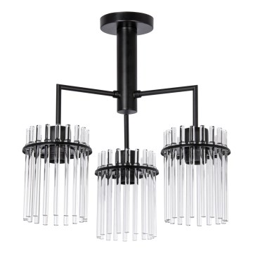 Pendelkrona 3xE27/60W/230V svart/genomskinlig