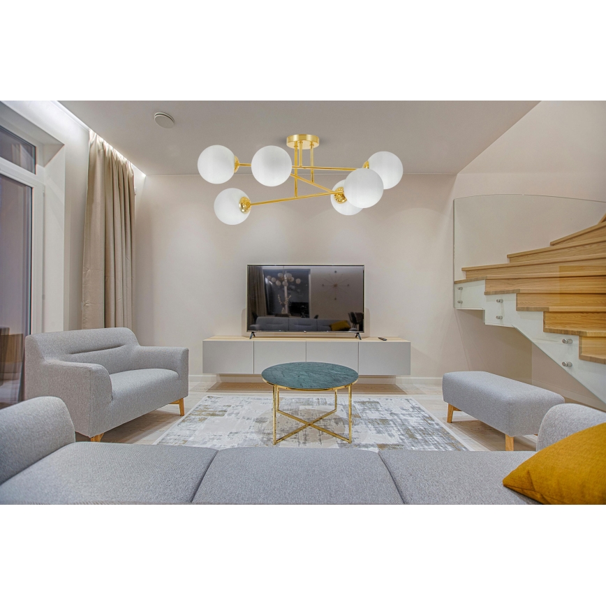 Pendelkrona 6xE27/35W/230V diameter 80 cm guld