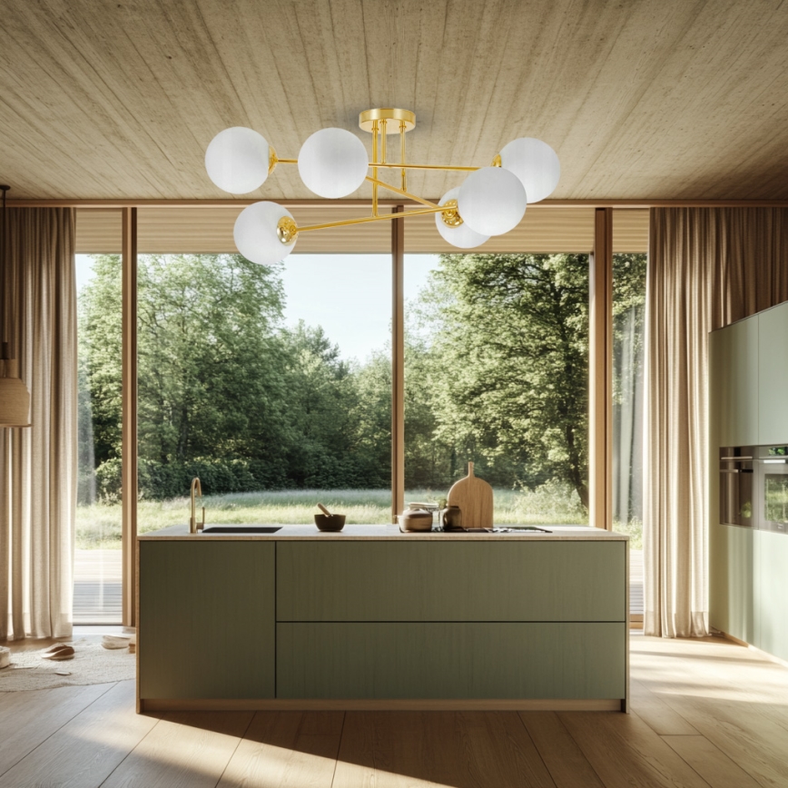 Pendelkrona 6xE27/35W/230V diameter 80 cm guld