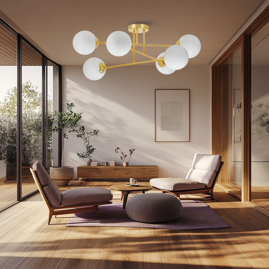 Pendelkrona 6xE27/35W/230V diameter 80 cm guld