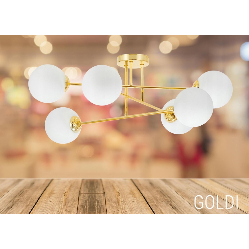 Pendelkrona 6xE27/35W/230V diameter 80 cm guld