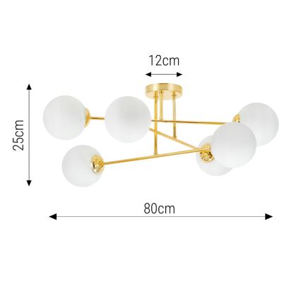 Pendelkrona 6xE27/35W/230V diameter 80 cm guld