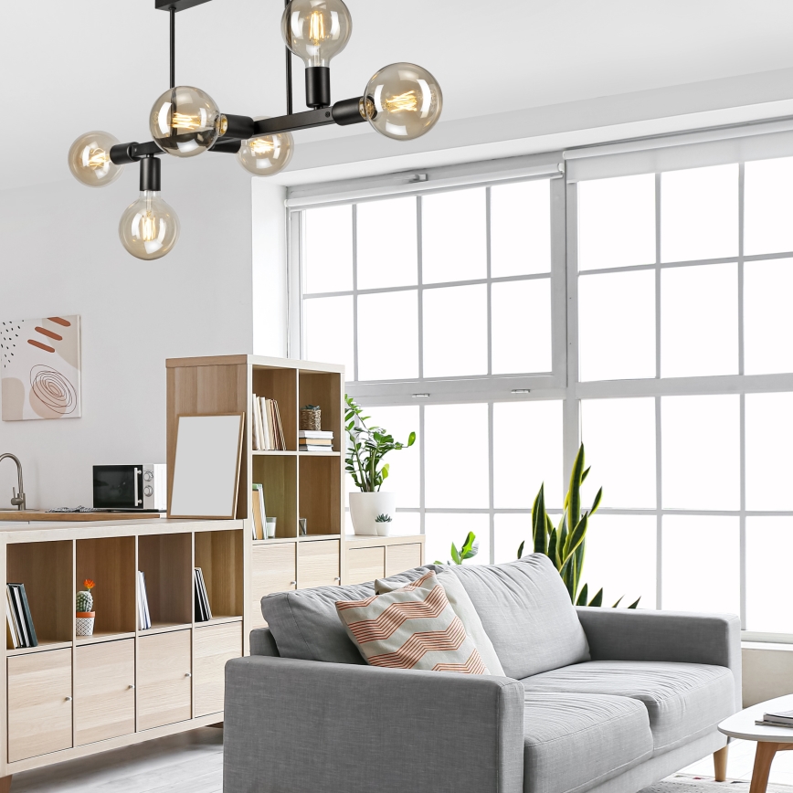 Pendelkrona ASTRID 6xE27/60W/230V svart