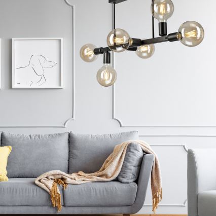 Pendelkrona ASTRID 6xE27/60W/230V svart