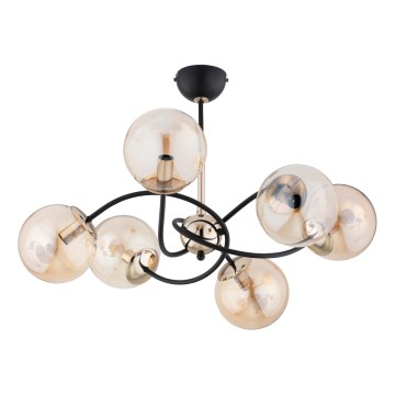 Pendelkrona AURORA 6xE14/10W/230V svart/guld