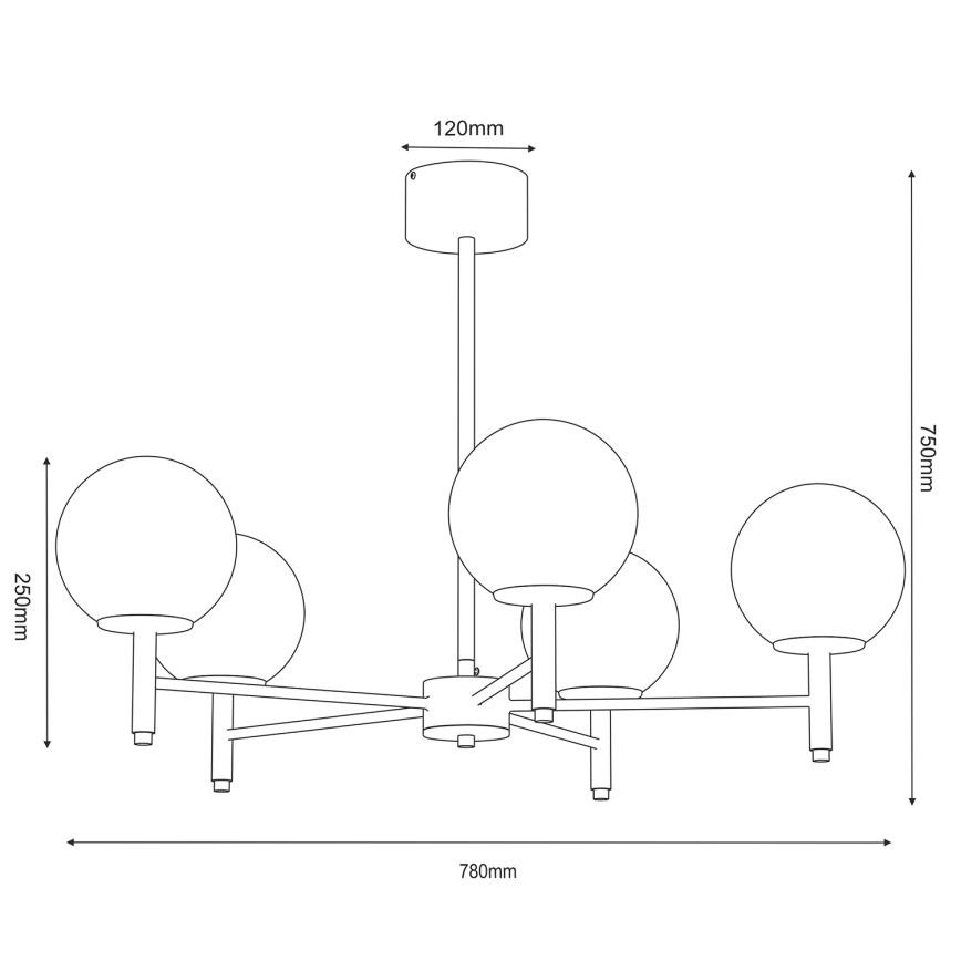 Pendelkrona AWINION 6xE27/15W/230V vit/guld/svart