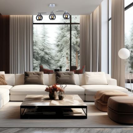 Pendelkrona CONNOR 3xE27/15W/230V skinande krom/grå