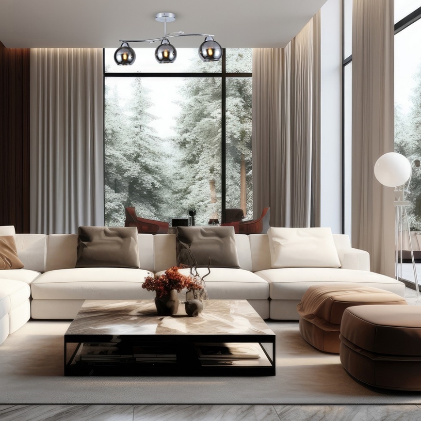 Pendelkrona CONNOR 3xE27/15W/230V skinande krom/grå