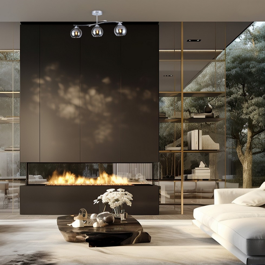 Pendelkrona CONNOR 3xE27/15W/230V skinande krom/grå