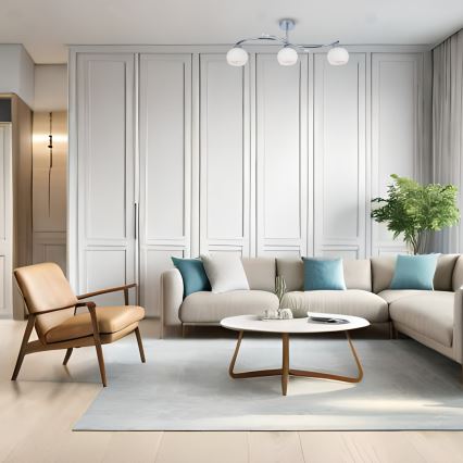 Pendelkrona CONNOR 3xE27/15W/230V skinande krom/vit