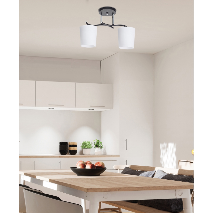 Pendelkrona ESNYR 2xE27/40W/230V svart/vit