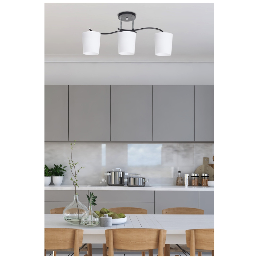 Pendelkrona ESNYR 3xE27/40W/230V svart/vit