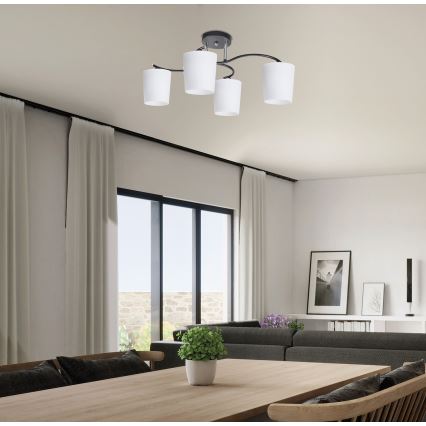 Pendelkrona ESNYR 4xE27/40W/230V svart/vit