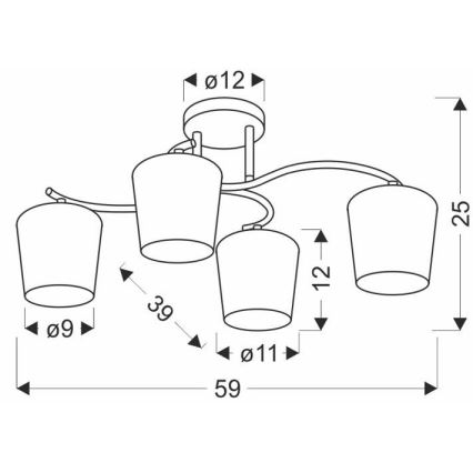 Pendelkrona ESNYR 4xE27/40W/230V svart/vit