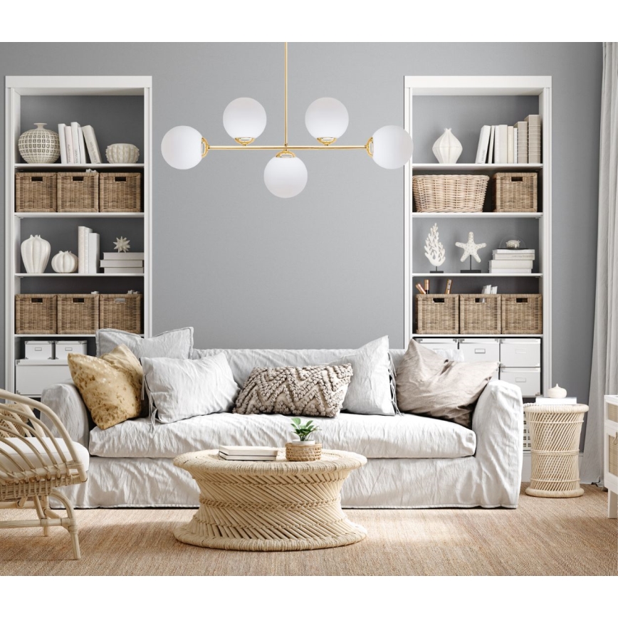 Pendelkrona FIRA 5xE27/60W/230V guld