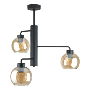 Pendelkrona FLEX 3xE27/60W/230V svart/rökig beige