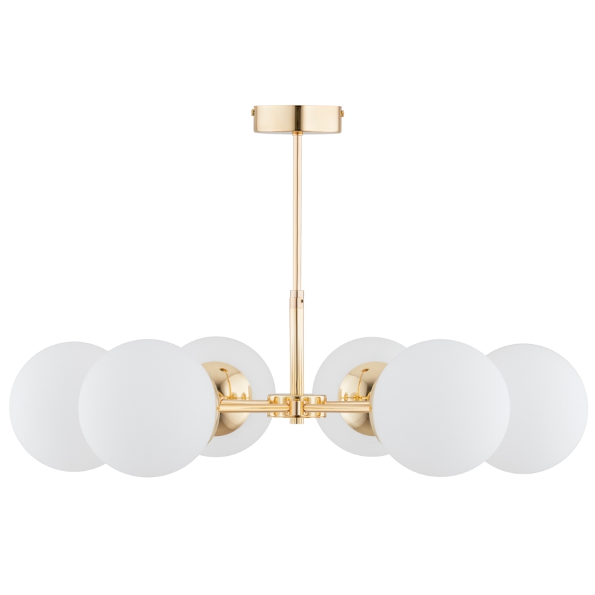 Pendelkrona FOTON  6xE14/40W/230V gyllene/vit