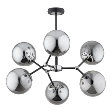 Pendelkrona FOTON  6xE14/40W/230V svart/grå