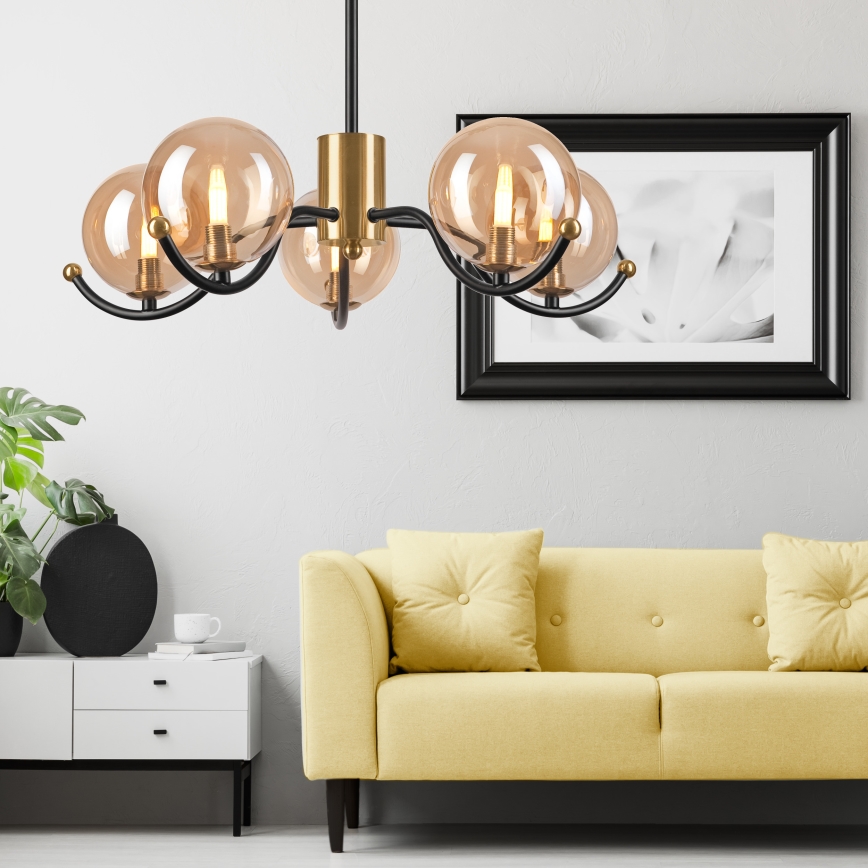 Pendelkrona GEORGIA 5xG9/5W/230V guld/rökig beige