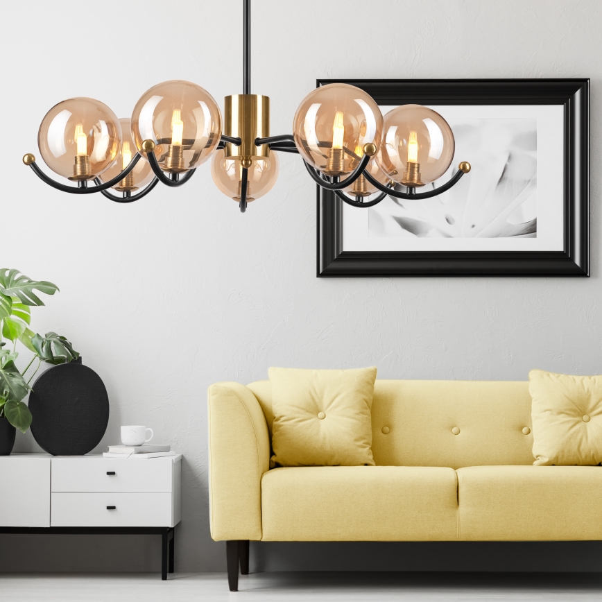 Pendelkrona GEORGIA 7xE14/5W/230V guld/rökig beige