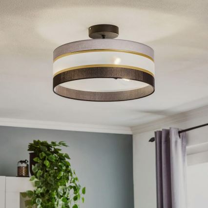 Pendelkrona HELEN 3xE27/15W/230V svart/grå/gyllene