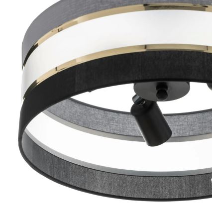 Pendelkrona HELEN 3xE27/15W/230V svart/grå/gyllene