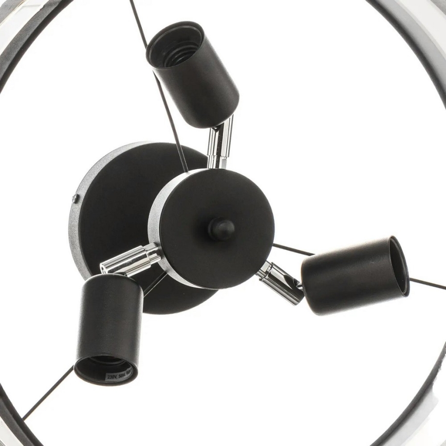 Pendelkrona HELEN 3xE27/15W/230V svart/grå/gyllene