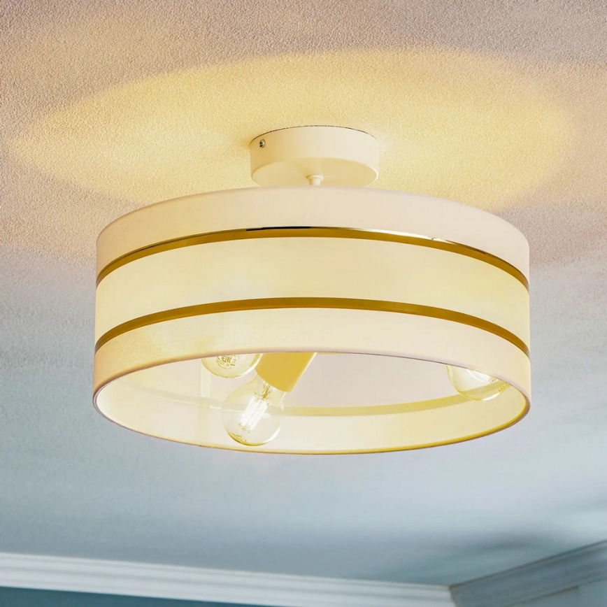 Pendelkrona HELEN 3xE27/15W/230V vit/gyllene