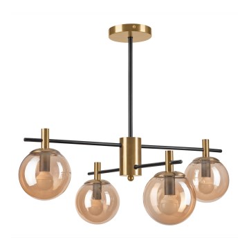 Pendelkrona LILOU 4xE14/5W/230V guld/svart/rökig beige
