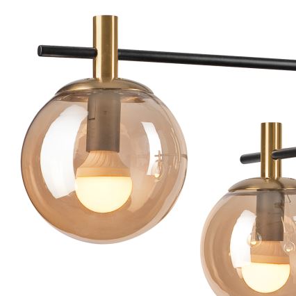 Pendelkrona LILOU 4xE14/5W/230V guld/svart/rökig beige