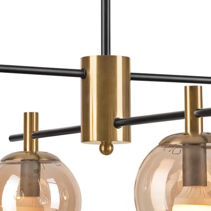 Pendelkrona LILOU 4xE14/5W/230V guld/svart/rökig beige